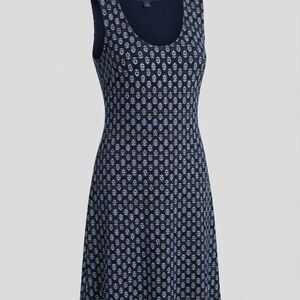 Tommy Hilfiger Navy and White Patterned Dress